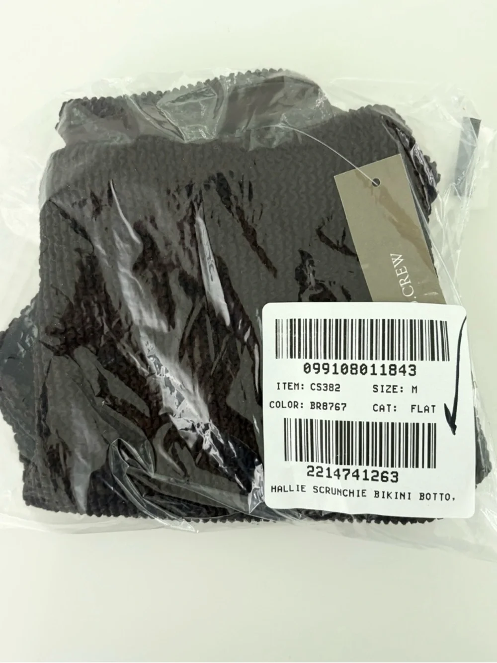 NWT J. Crew Hallie Scrunchie Bikini Bottom Inky Espresso Brown